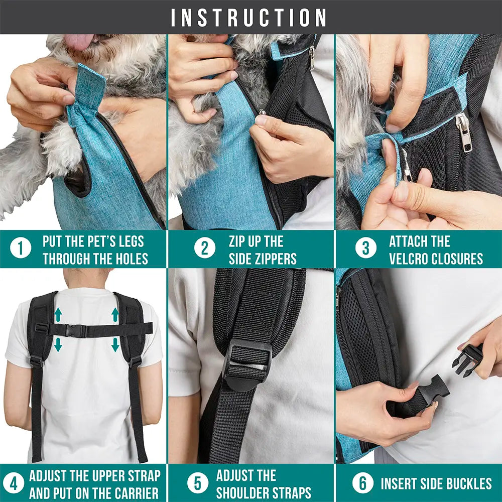 Petami Dog Carrier Backpack, Adjustable Dog Pet Cat Front Carrier Backpack | Ventilated Dog Chest Carrier for Hiking Camping Travel, Sling Bag for Small Medium Dog Cat and Puppies