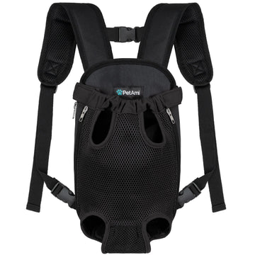 Petami Dog Carrier Backpack, Adjustable Dog Pet Cat Front Carrier Backpack | Ventilated Dog Chest Carrier for Hiking Camping Travel, Sling Bag for Small Medium Dog Cat and Puppies