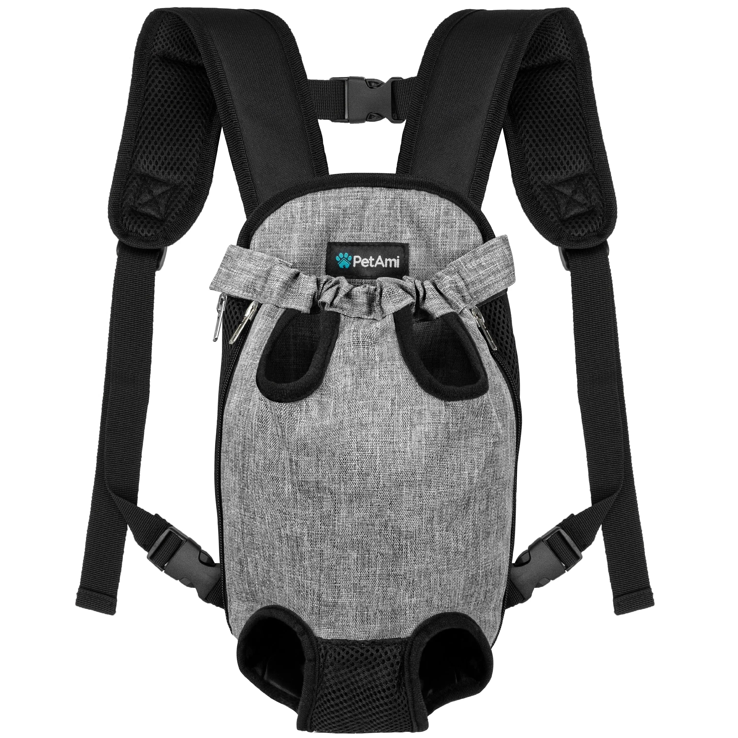 Petami Dog Carrier Backpack, Adjustable Dog Pet Cat Front Carrier Backpack | Ventilated Dog Chest Carrier for Hiking Camping Travel, Sling Bag for Small Medium Dog Cat and Puppies