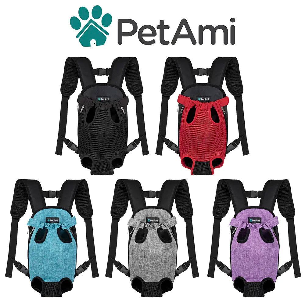 Petami Dog Carrier Backpack, Adjustable Dog Pet Cat Front Carrier Backpack | Ventilated Dog Chest Carrier for Hiking Camping Travel, Sling Bag for Small Medium Dog Cat and Puppies