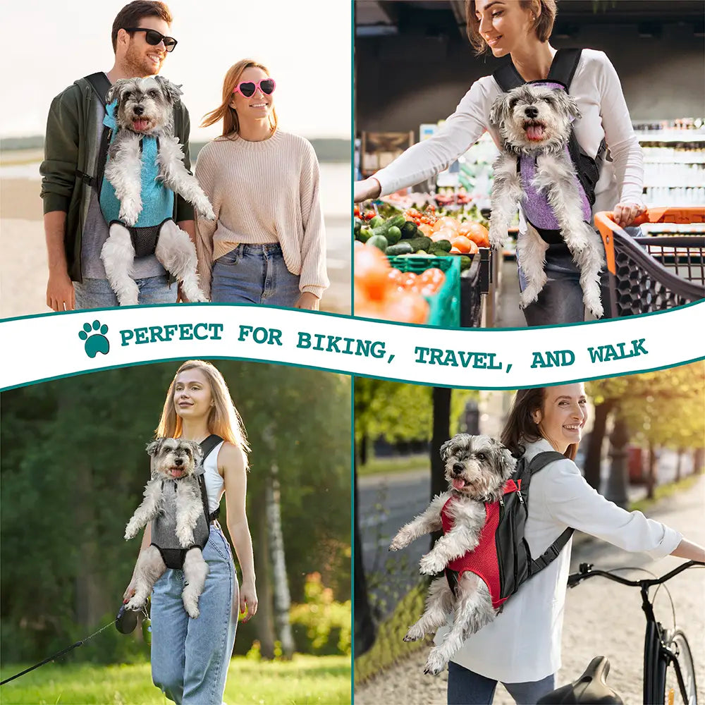 Petami Dog Carrier Backpack, Adjustable Dog Pet Cat Front Carrier Backpack | Ventilated Dog Chest Carrier for Hiking Camping Travel, Sling Bag for Small Medium Dog Cat and Puppies