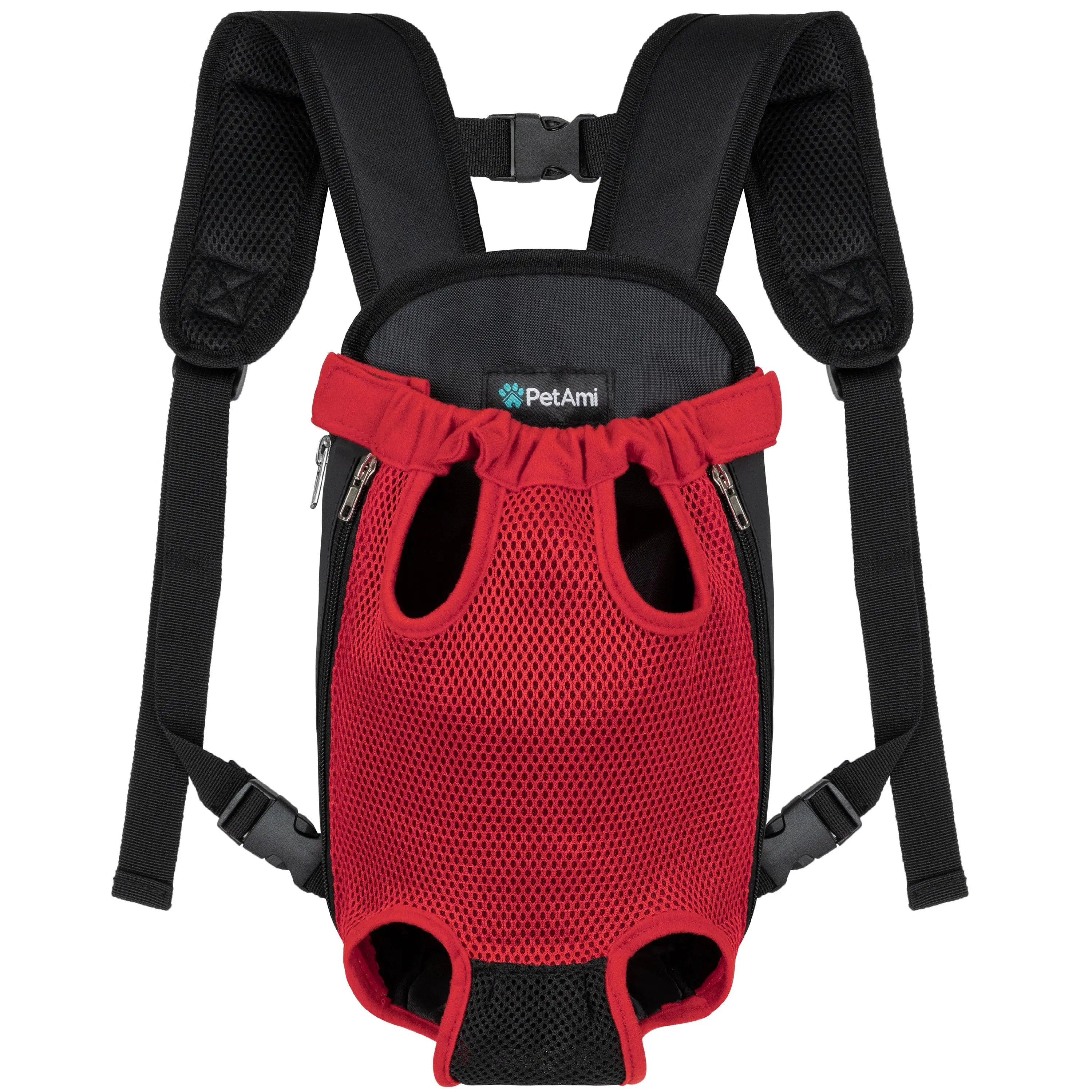 Petami Dog Carrier Backpack, Adjustable Dog Pet Cat Front Carrier Backpack | Ventilated Dog Chest Carrier for Hiking Camping Travel, Sling Bag for Small Medium Dog Cat and Puppies