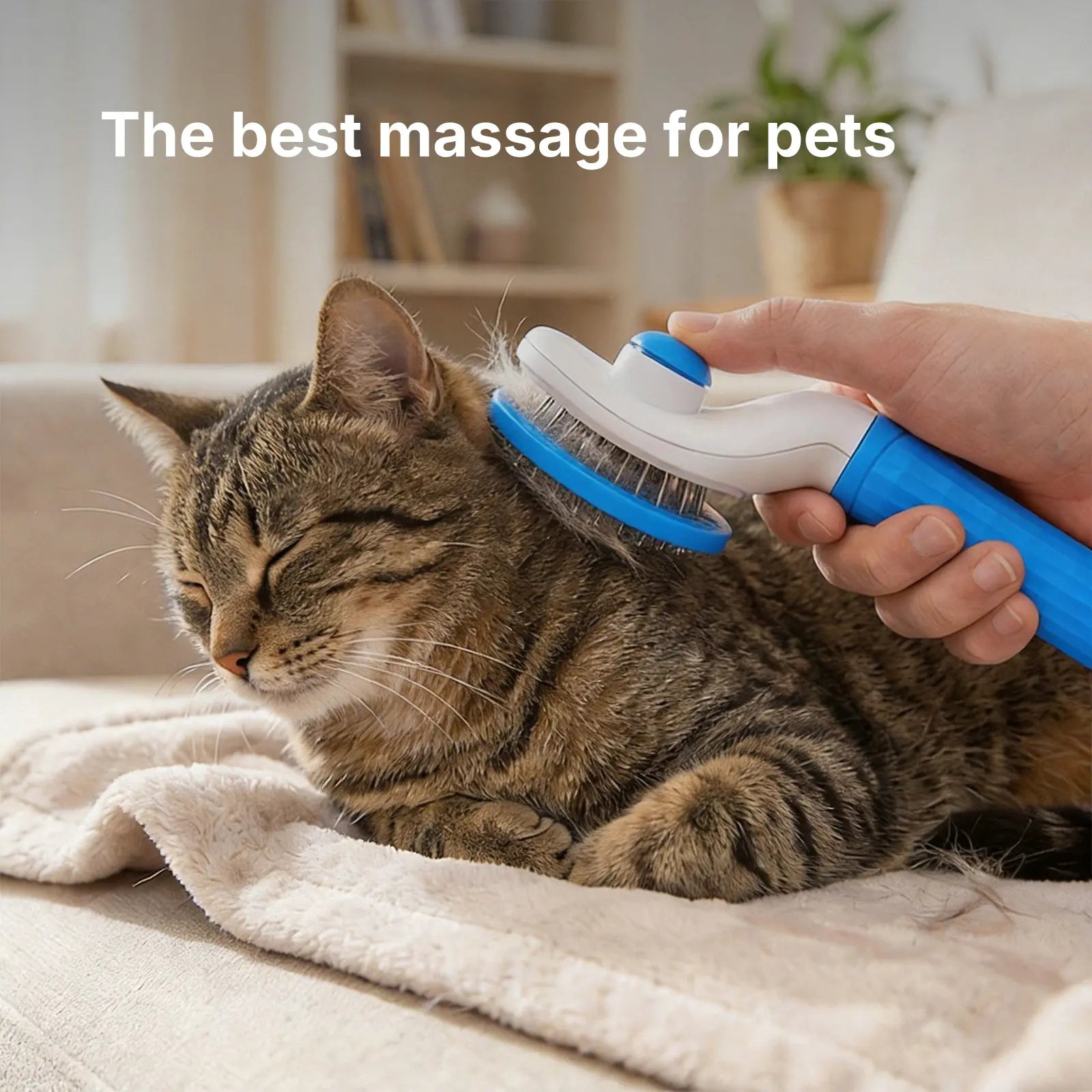 Self-Cleaning Slicker Brush for Cats & Dogs – Pet Grooming Brush for Shedding, Removes Loose Fur, Gentle Massage, Easy Hair Removal, Blue