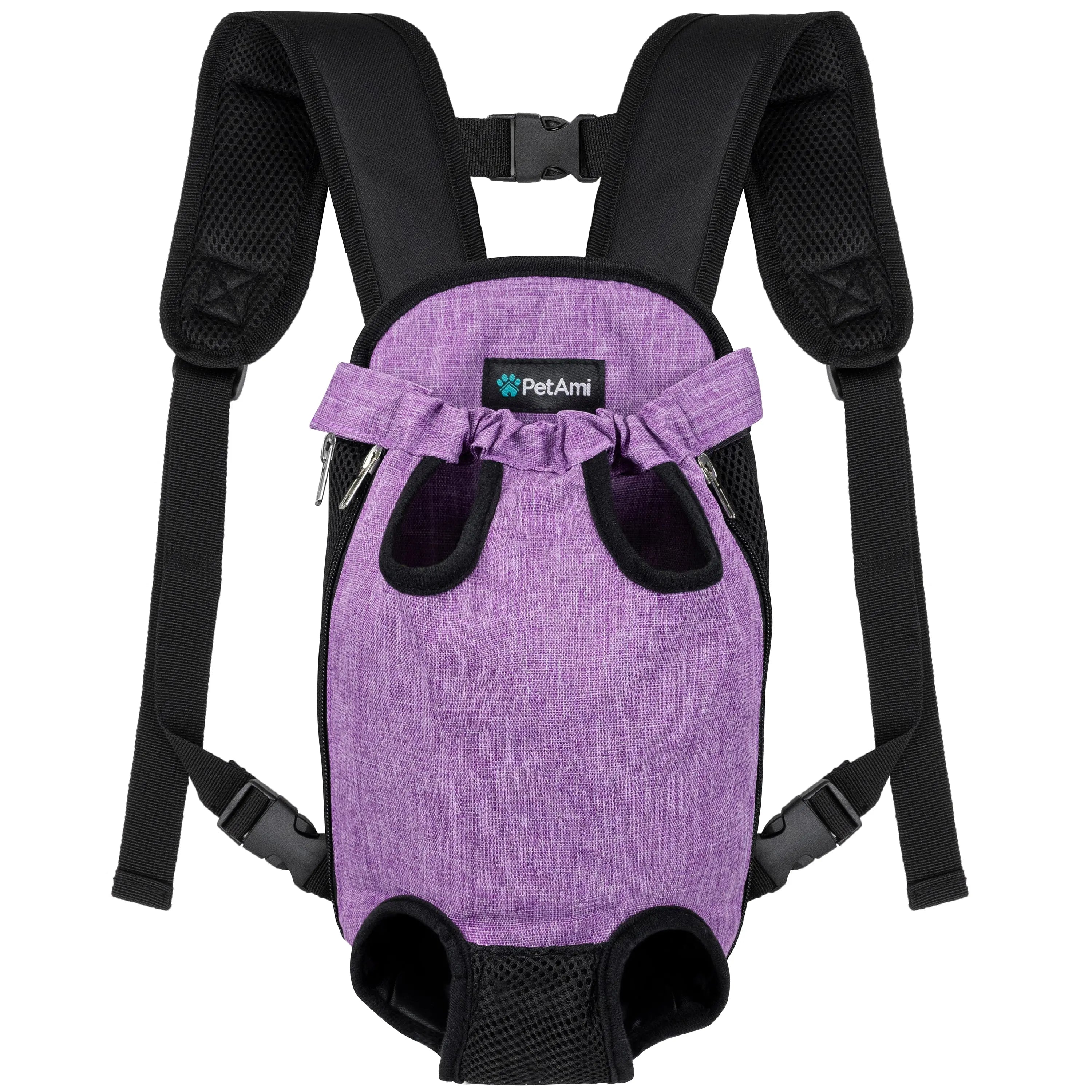 Petami Dog Carrier Backpack, Adjustable Dog Pet Cat Front Carrier Backpack | Ventilated Dog Chest Carrier for Hiking Camping Travel, Sling Bag for Small Medium Dog Cat and Puppies